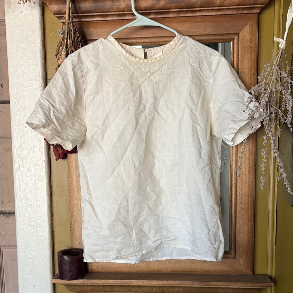 Cream Short Sleeve Blouse